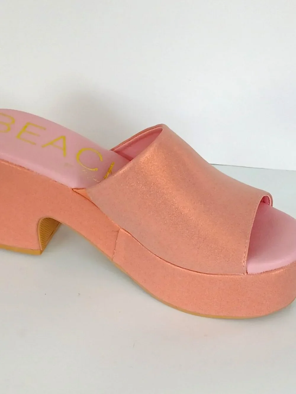 Beach By Matisse Shimmering Coral/Pink Platform Sandals, Size 8, New